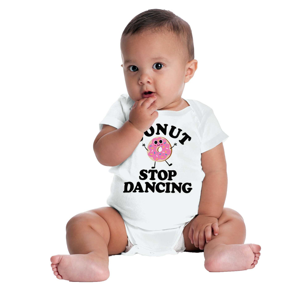 Donut Stop Dancing Romper Bodysuit-Direct To Garment Print-Brisco Baby