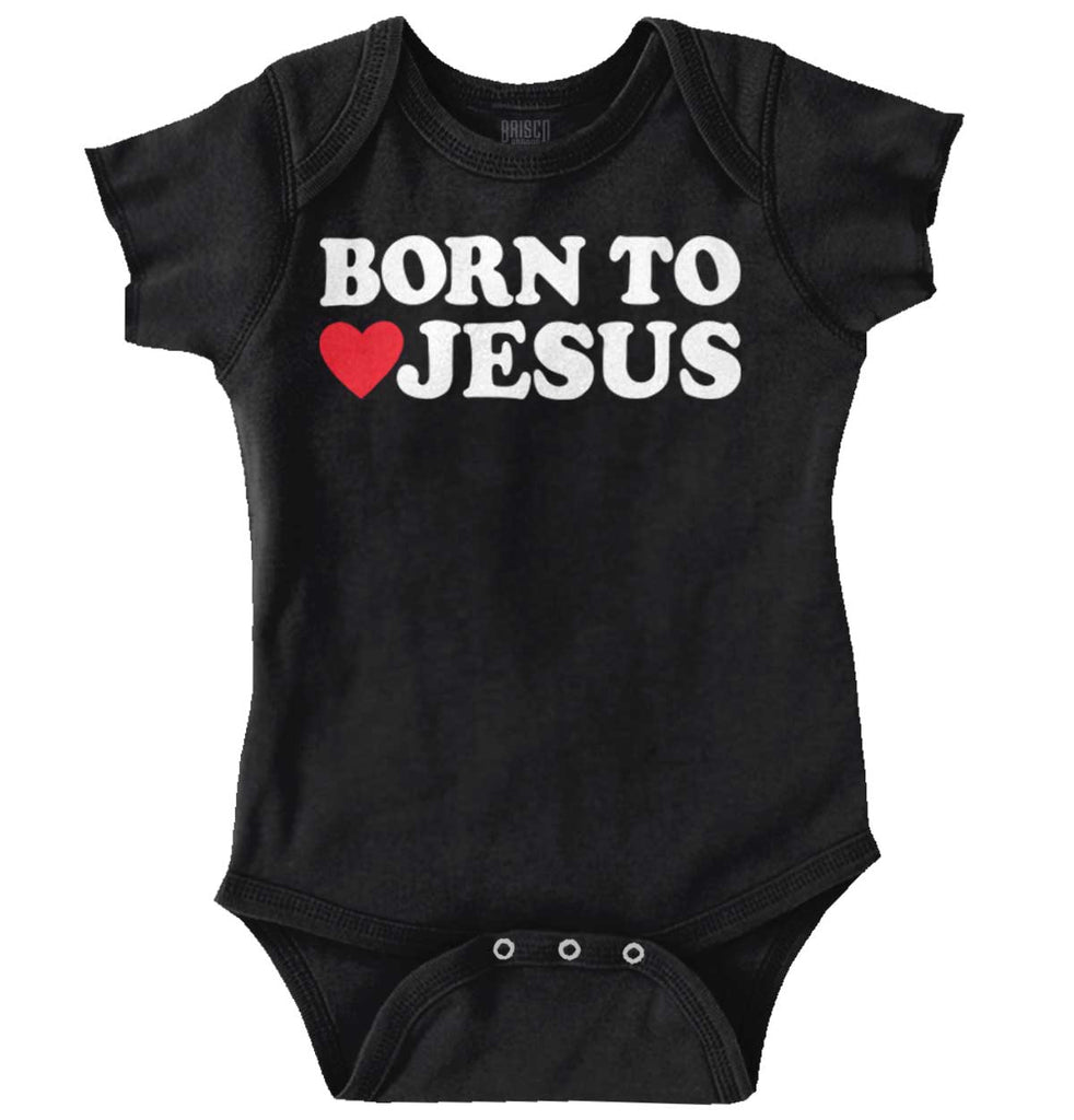 Born To Jesus Romper Bodysuit-Direct To Garment Print-Brisco Baby