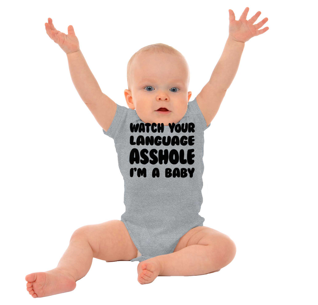 Watch Your Language Romper Bodysuit-Direct To Garment Print-Brisco Baby