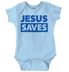 Jesus Saves Romper Bodysuit-Direct To Garment Print-Brisco Baby