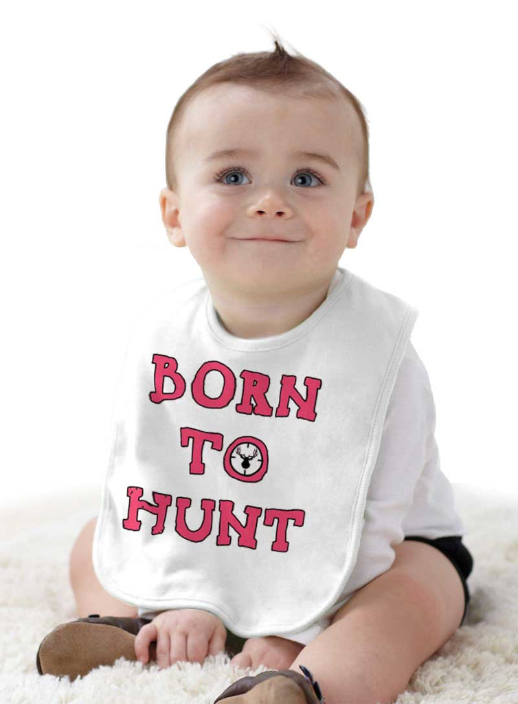 Cute Born To Hunt Deer Infant Baby Bib-Direct To Garment Print-Brisco Baby