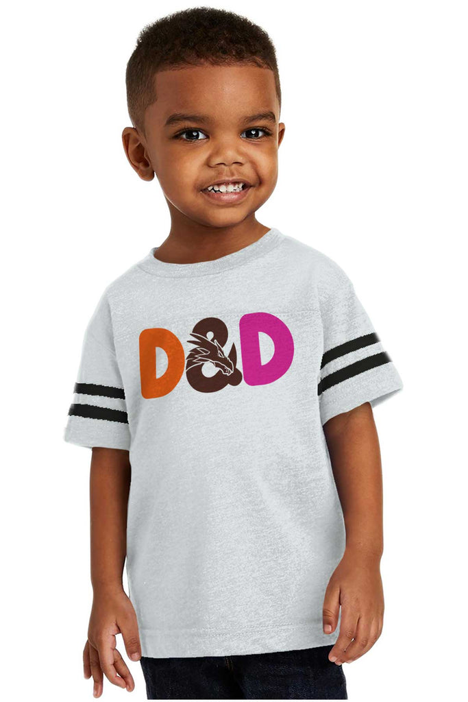 Dungeons Fantasy Tabletop Gamer Toddler Football Jersey Tee-Direct To Garment Print-Brisco Baby