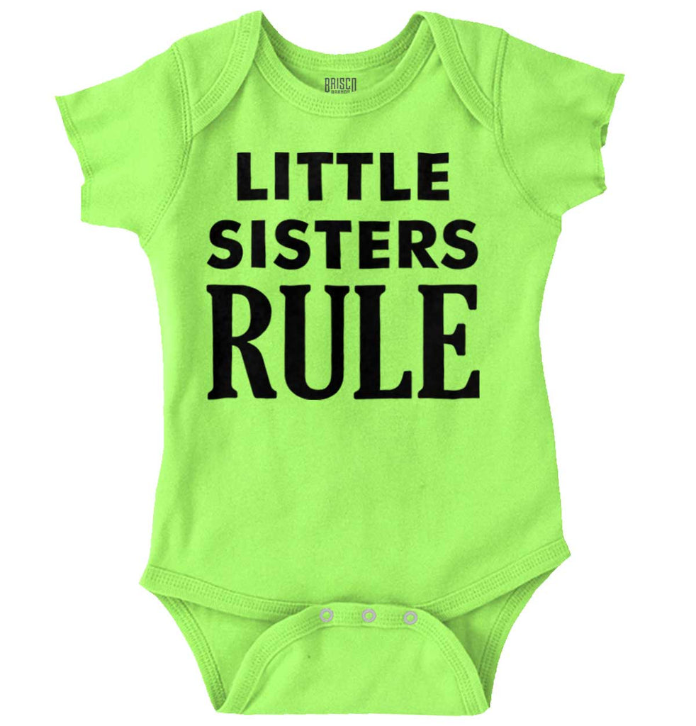 Little Sisters Rule Romper Bodysuit-Direct To Garment Print-Brisco Baby