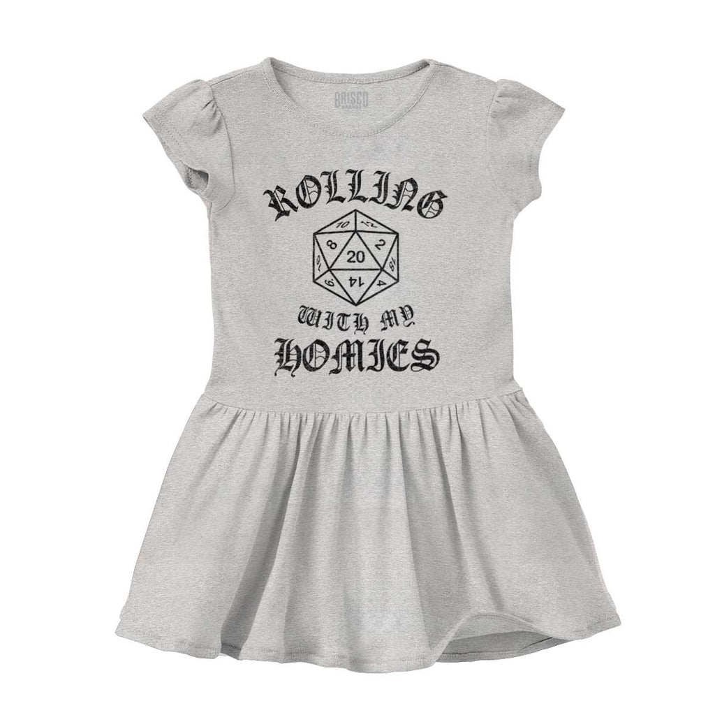 Rolling With My Homies Dungeons Solid Baby Infant Dress-Direct To Garment Print-Brisco Baby