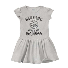 Rolling With My Homies Dungeons Solid Baby Infant Dress-Direct To Garment Print-Brisco Baby