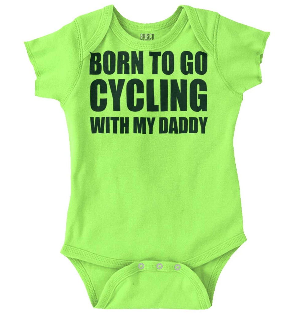 Cycling With Daddy Romper Bodysuit-Direct To Garment Print-Brisco Baby