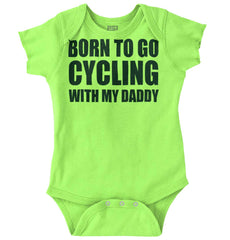 Cycling With Daddy Romper Bodysuit-Direct To Garment Print-Brisco Baby