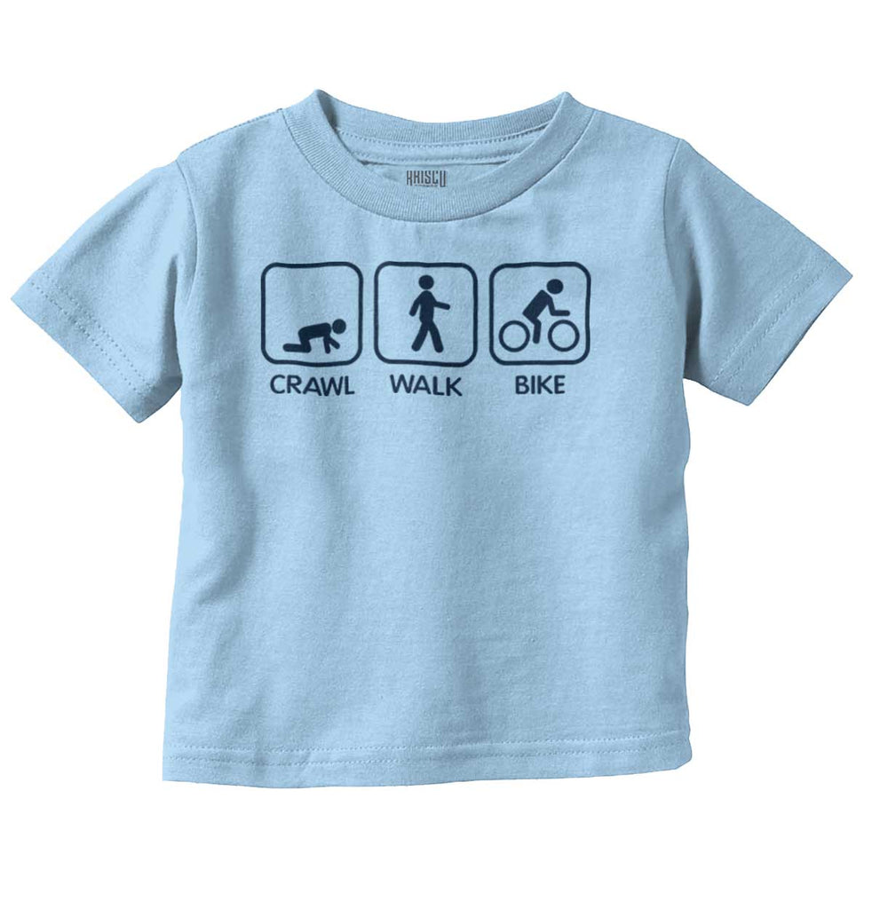 Crawl Walk Bike Infant Toddler T Shirt-Direct To Garment Print-Brisco Baby