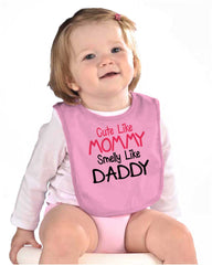 Cute Mommy Smelly Daddy Infant Baby Bib-Direct To Garment Print-Brisco Baby