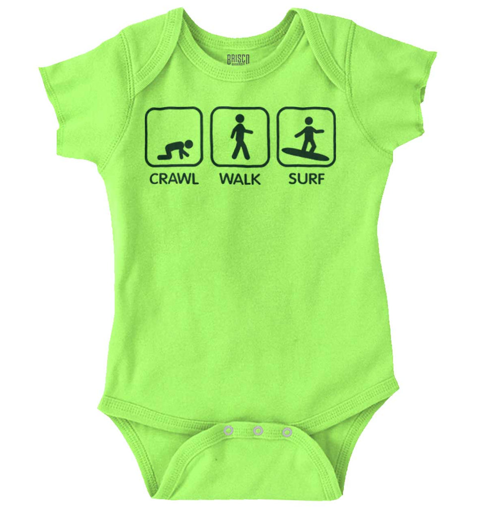 Crawl Walk Surf Romper Bodysuit-Direct To Garment Print-Brisco Baby