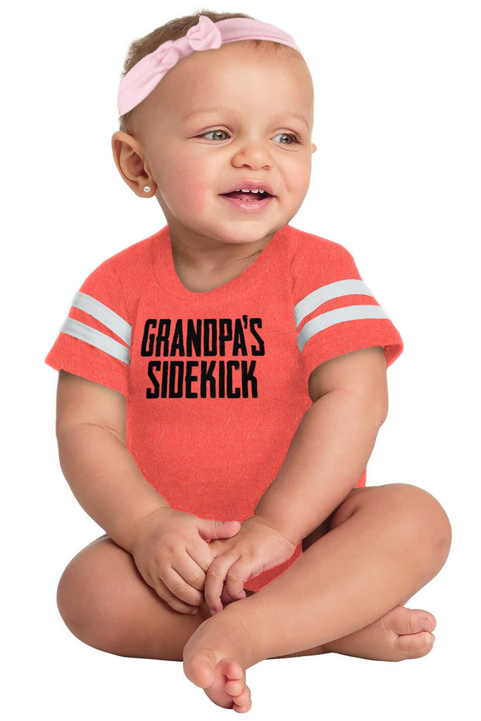Grandpa's Sidekick Football Romper Bodysuit-Direct To Garment Print-Brisco Baby