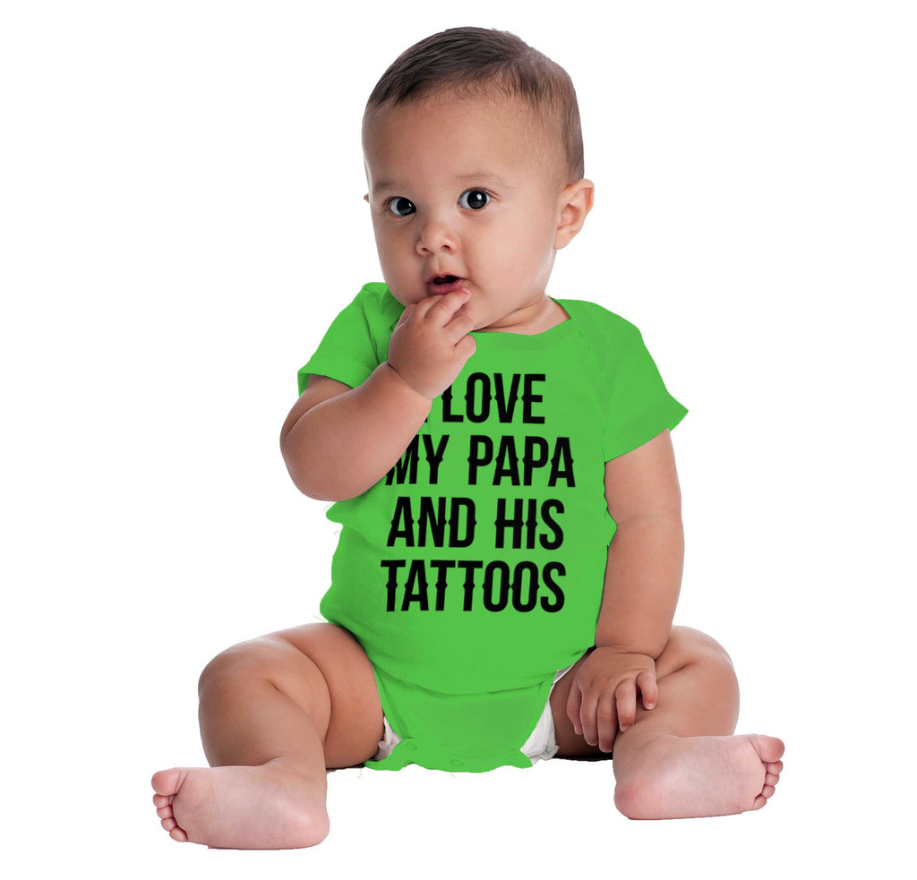 I Love Papa And Tattoos Romper Bodysuit-Direct To Garment Print-Brisco Baby