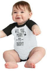 Marry My Daddy Raglan Romper Bodysuit-Direct To Garment Print-Brisco Baby