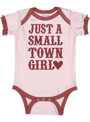 Small Town Girl Baby Ruffled Trim Romper-Direct To Garment Print-Brisco Baby