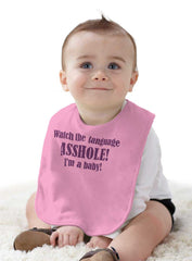 Watch The Language Infant Baby Bib-Direct To Garment Print-Brisco Baby