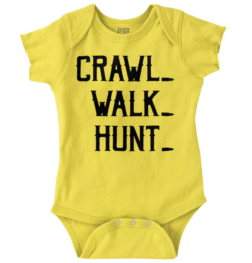 Crawl Walk Hunt Baby Romper Bodysuit-Direct To Garment Print-Brisco Baby