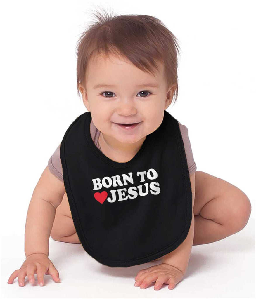Born To Jesus Infant Baby Bib-Direct To Garment Print-Brisco Baby