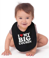 Heart My Big Cousin Infant Baby Bib-Direct To Garment Print-Brisco Baby