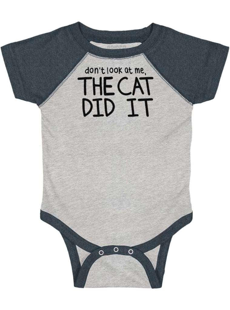 Cat Did It Raglan Romper Bodysuit-Direct To Garment Print-Brisco Baby