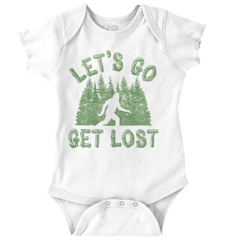 Get Lost Bigfoot Romper Bodysuit-Direct To Garment Print-Brisco Baby