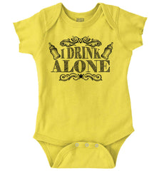 I Drink Alone Romper Bodysuit-Direct To Garment Print-Brisco Baby