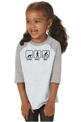 Crawl Walk Bike Toddler Baseball-Direct To Garment Print-Brisco Baby