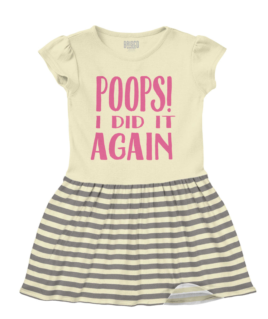 Poops I Did It Again Baby Striped Skirt Dress-Direct To Garment Print-Brisco Baby