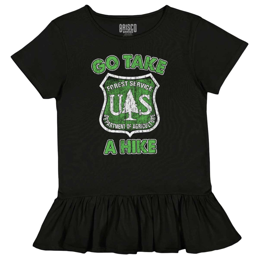 Go Take A Hike Toddler Ruffle Bottom Tee-Direct To Garment Print-Brisco Baby