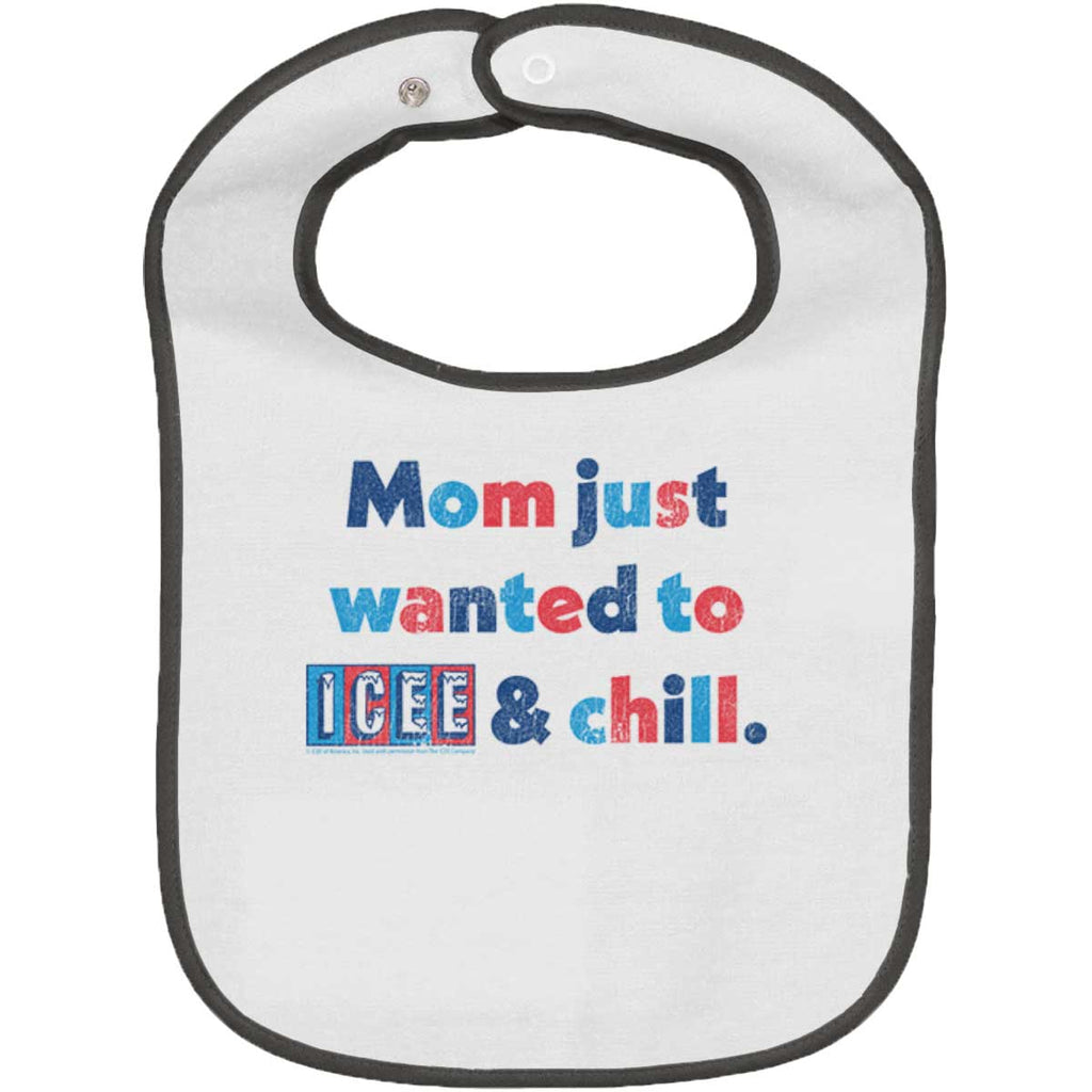 Icee & Chill Trimmed White Snap Bib-Direct To Garment Print-Brisco Baby