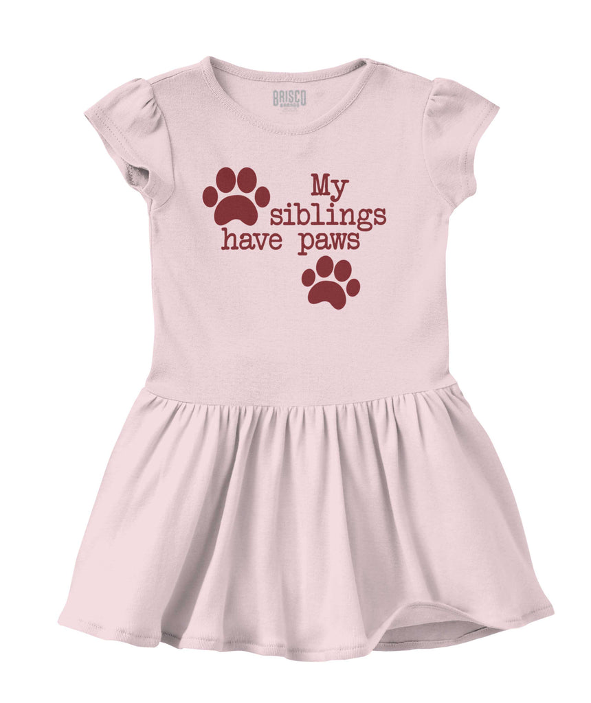 Siblings have paws Solid Baby Infant Dress-Direct To Garment Print-Brisco Baby