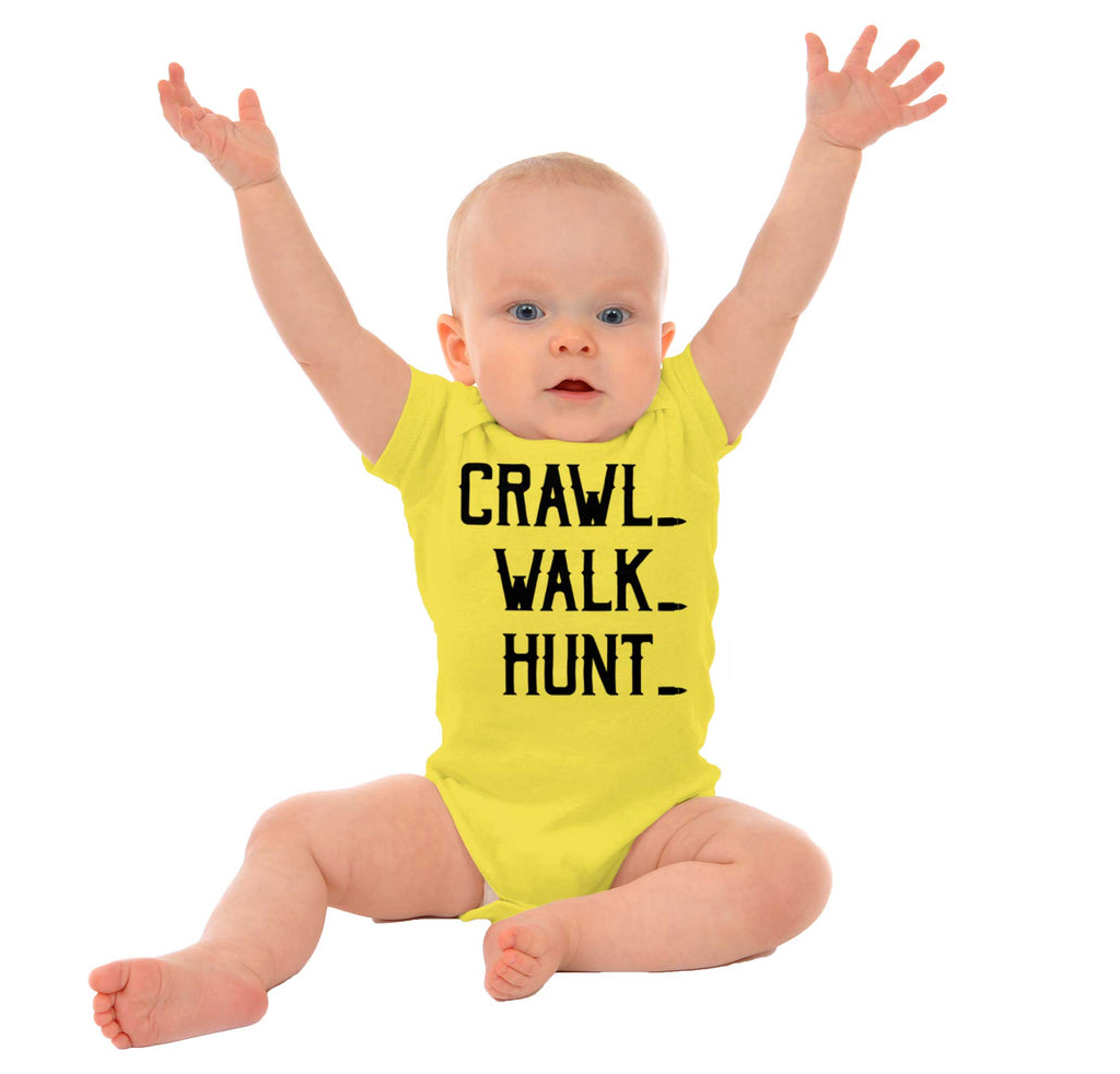 Crawl Walk Hunt Baby Romper Bodysuit-Direct To Garment Print-Brisco Baby