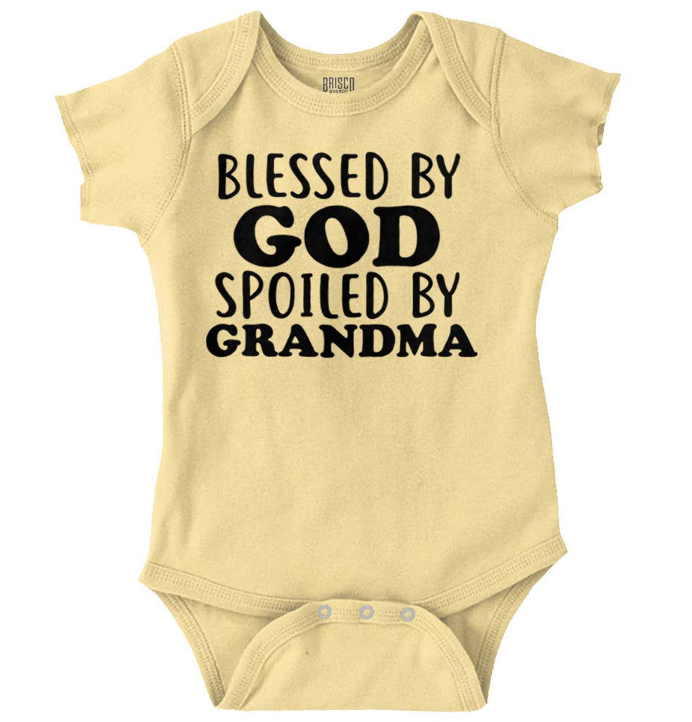 Blessed By God Spoiled By Grandma Romper Bodysuit-Direct To Garment Print-Brisco Baby