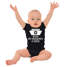Relax My Grandma's A Nurse Romper Bodysuit-Direct To Garment Print-Brisco Baby