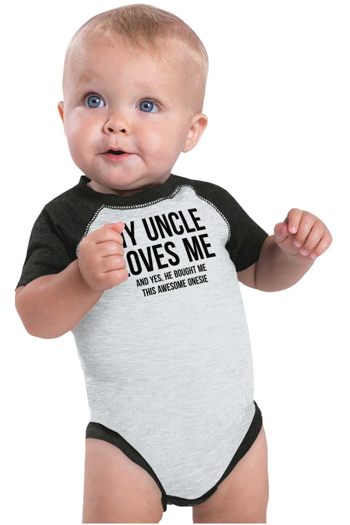Uncle Loves Me Bough Raglan Romper Bodysuit-Direct To Garment Print-Brisco Baby