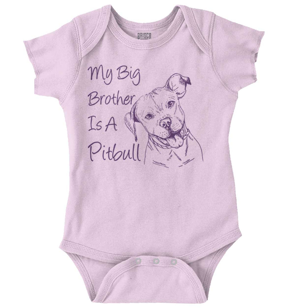 Brother is a Pitbull Romper Bodysuit-Direct To Garment Print-Brisco Baby