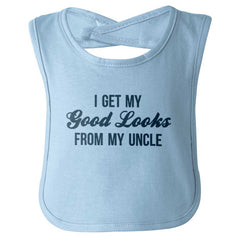 Good Looks From Uncle Infant Baby Bib-Direct To Garment Print-Brisco Baby