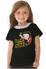 Love Your Selfie Toddler Ruffled Trim T-Shirt-Direct To Garment Print-Brisco Baby
