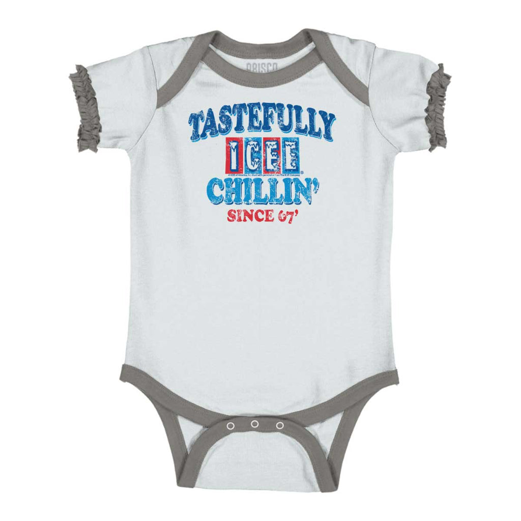 Chillin Since '67 Baby Ruffled Trim Romper-Direct To Garment Print-Brisco Baby