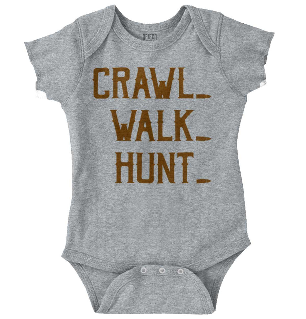 Crawl Walk Hunt Baby Romper Bodysuit-Direct To Garment Print-Brisco Baby