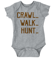 Crawl Walk Hunt Baby Romper Bodysuit-Direct To Garment Print-Brisco Baby