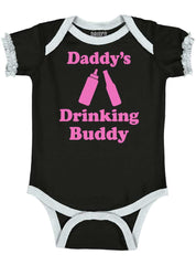 Drinking Buddy Baby Ruffled Trim Romper-Direct To Garment Print-Brisco Baby