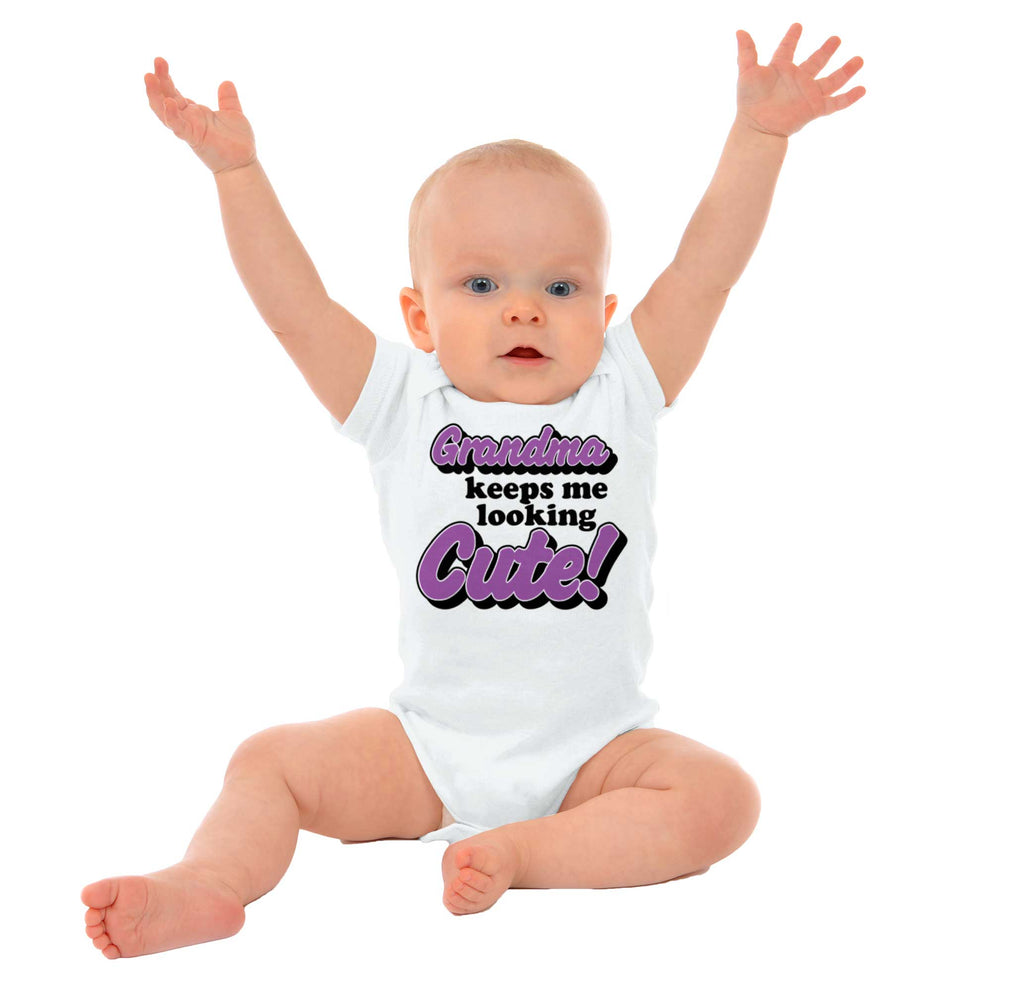 Grandma Keeps Me Cute Romper Bodysuit-Direct To Garment Print-Brisco Baby