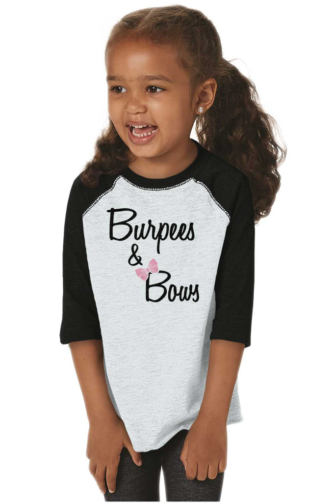 Burpees and Bows Toddler Baseball-Direct To Garment Print-Brisco Baby