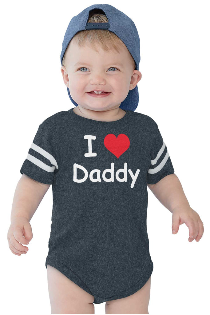 I Heart Daddy Football Romper Bodysuit-Direct To Garment Print-Brisco Baby