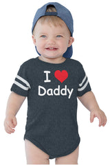 I Heart Daddy Football Romper Bodysuit-Direct To Garment Print-Brisco Baby