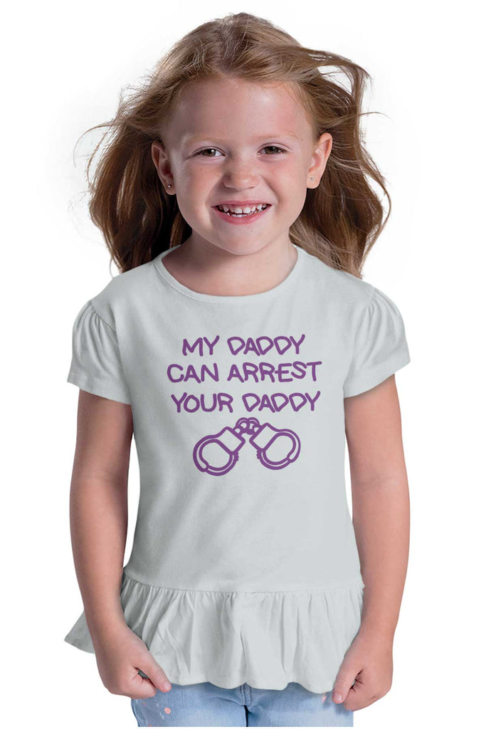 Arrest Your Daddy Toddler Ruffle Bottom Tee-Direct To Garment Print-Brisco Baby