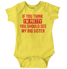 Pretty Big Sister Romper Bodysuit-Direct To Garment Print-Brisco Baby