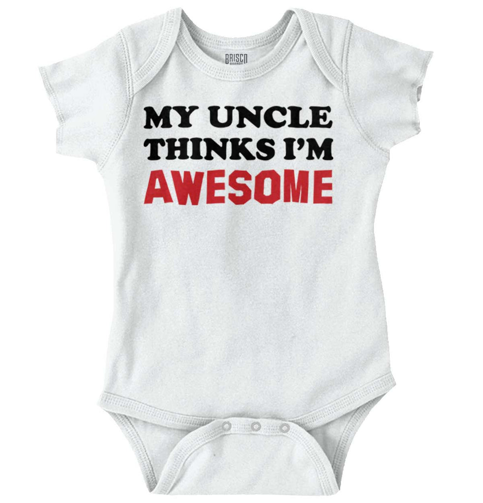 Uncle Thinks I'm Awesome Romper Bodysuit-Direct To Garment Print-Brisco Baby