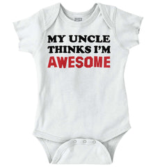Uncle Thinks I'm Awesome Romper Bodysuit-Direct To Garment Print-Brisco Baby