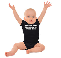 Always Keep Grandma Speed Dial Romper Bodysuit-Direct To Garment Print-Brisco Baby